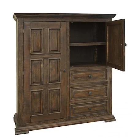 Solid Wood Gentleman's Chest with 2 Doors and 3 Drawers